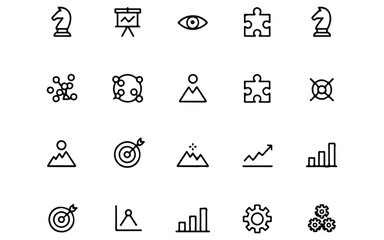 Clean Vector Business & Management Line Icons Set – Workflow & Strategy Symbols Pack