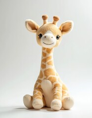 Isolated Giraffe Plush Toy on White Background