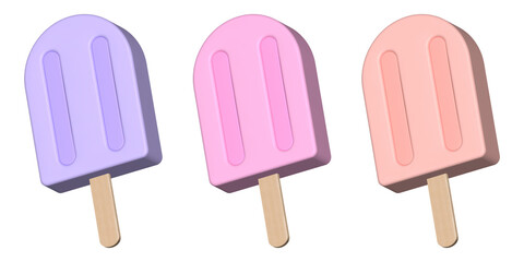 Pastel Ice Cream 3D Illustration Set in Summer Colors