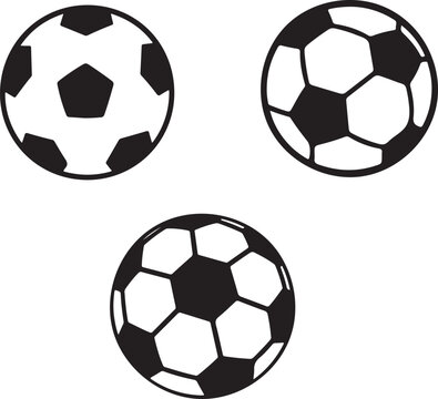 Fototapeta Three soccer balls silhouette set