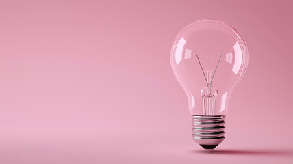 Bombillo encendido sobre fondo rosa