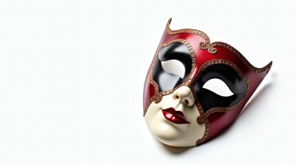 Isolated Feminine Venetian Carnival Mask on White Background