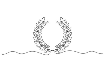 Single line drawing of a laurel wreath
