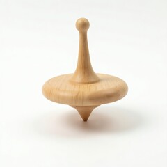 Wooden Spinning Top Toy Isolated on White Background