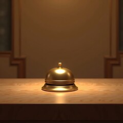 Golden Metal Reception Call Bell on the Table 