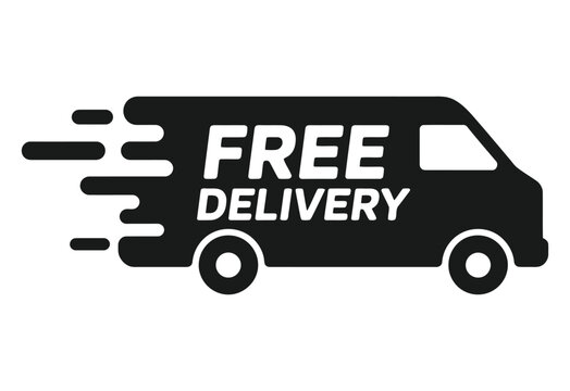 Fast delivery van free shipping icon graphic