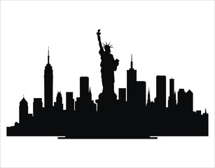 Minimalist Liberty Statue with NYC Skyline Vector