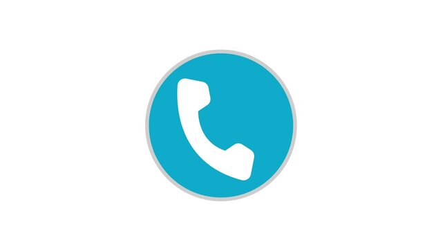 Clean Flat Style Animation of Phone Ringing, Simple Call Icon for Business Communication