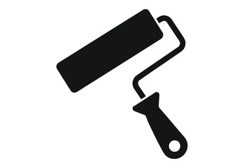 Simple black paint roller icon illustration