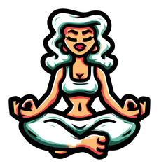 Fototapeta premium Stylish Vector Art of a Woman Meditating in a Relaxed Pose