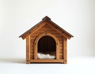 Wooden Dog House Isolated on White Background