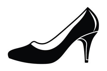 Elegant Black High Heel Shoe Silhouette Isolated for Fashion Design and Style