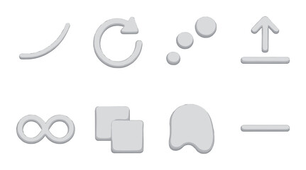 Motion and symbolic icons set – 3d, dynamic and animated style elements