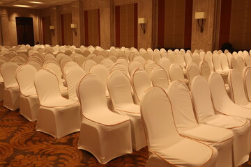 chairs arranged in a banquet hall