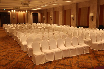 chairs arranged in a banquet hall