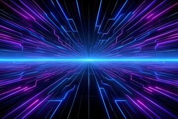 Futuristic Digital Circuit Wallpaper with Neon Glow