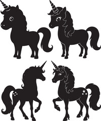 Cute unicorn with rainbow mane vector illustration