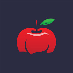 A vibrant red apple illustration with a green leaf and a subtle gradient, presented on a dark background. This stylized graphic is ideal for health, technology, or food-related designs, symbolizing