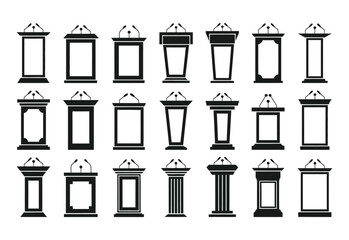 Collection of lectern and podium icons for presentations