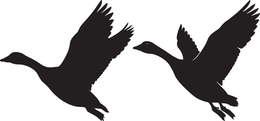 Group of geese flying high vector illustration