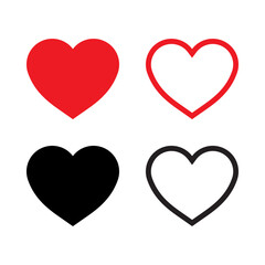 Heart Icon Set – Filled and Outline Styles