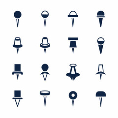 Push Pin and Map Marker Icon Bundle Vector for UI, Planner, and Office Tools.