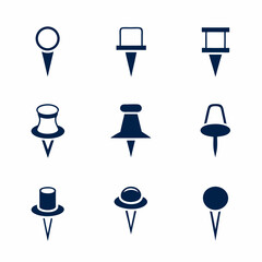 Push Pin and Map Marker Icon Bundle Vector for UI, Planner, and Office Tools.