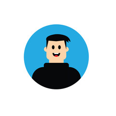man icon on blue flat design character suitable to your business, template, avatar, symbol, boys design, man, and more
