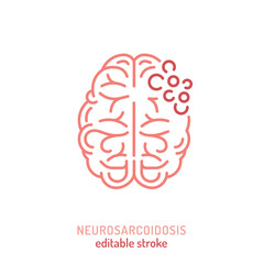 Neurosarcoidosis icon. Editable vector illustration of brain inflammation with granulomas.
