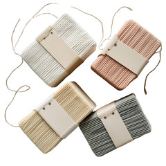 Rectangular Fabric Wrapped Soaps with Tags on white background,png