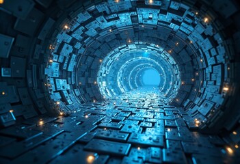 A futuristic tunnel with a strong sense of technology