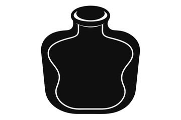 Black Silhouette of a Glass Bottle with Curved Neck and Rounded Body Shape