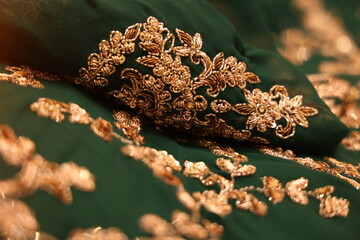 green color lehenga skirt, an indian traditional bridal attire