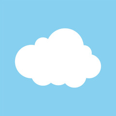 Silhouette of a flat cloud on a blue background. Design elements for weather forecasting, web interface, or cloud applications for data storage. Vector EPS 10.