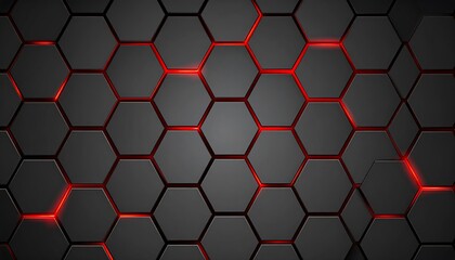 Abstract Hexagon pattern with red glow.