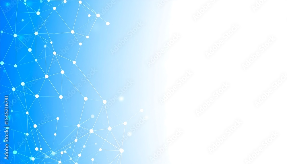 Aufkleber Abstract network of dots and lines on blue.