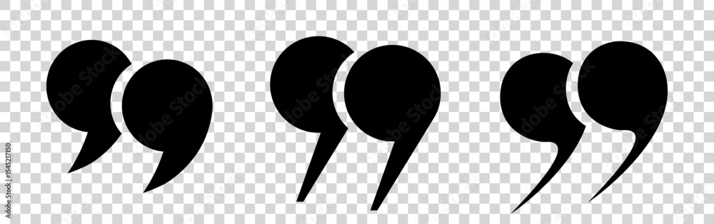 Fototapete a set of double vector black quotes. a collection of three round quotation marks of different shapes