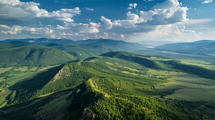 Obraz premium panoramic view of the mountain, aerial view of the mountain