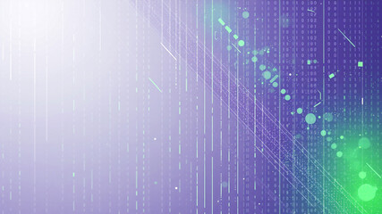 Abstract digital data stream background purple green