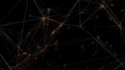 Abstract luxury background with golden lines on a black backdrop. Gold polygonal random network with shining glitter design. Premium, minimal, and modern seamless looped animation creating a dark, roy - Powered by Adobe