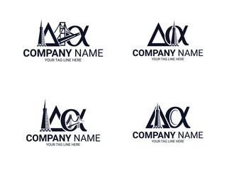 Transamerica Building Company Logo Design Variations Featuring Architectural Elements, commercial building logo