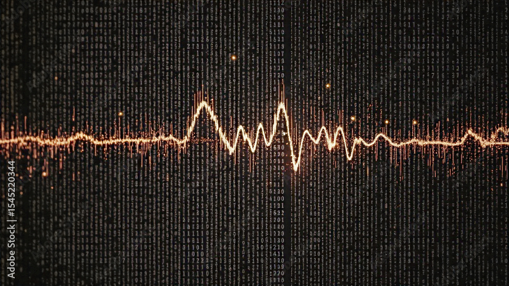 Wall mural abstract digital waveform data stream visualization