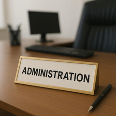 Office Desk with Administration Nameplate