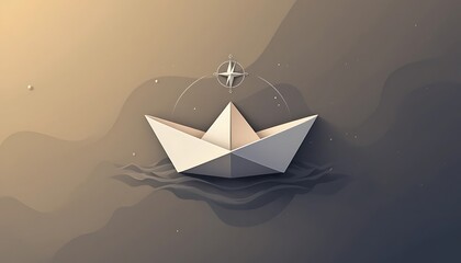 Obraz premium Paper Boat on a Calm Sea: A Journey of Hope and Exploration