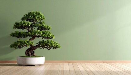 Fototapeta premium Bonsai tree in modern minimalist room.