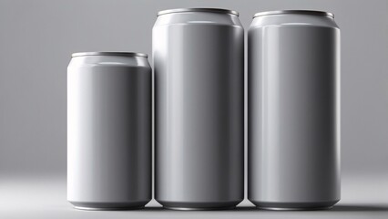 Aluminum Cans Mockup of Different Sizes for Beverage Packaging Design