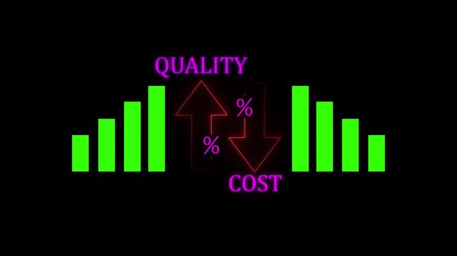 Cost and quality control concept .virtual cost and quality icons to Improve work efficiency for quality control and company cost reduction. Successful organization strategy and management.