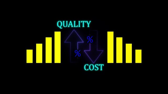 Cost and quality control concept .virtual cost and quality icons to Improve work efficiency for quality control and company cost reduction. Successful organization strategy and management.