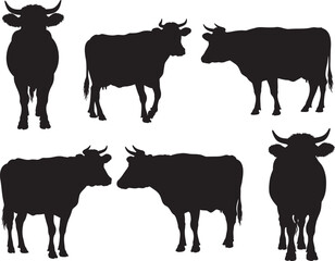 Cow farm animal standing silhouette vector illustration
