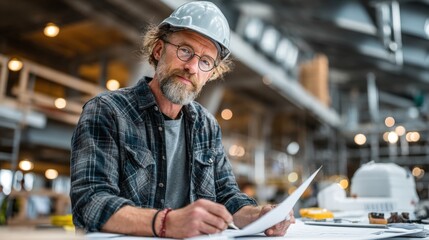 immune boosting for families Male engineer in safety helmet examining technical blueprint in modern industrial workspace multigenerational health care